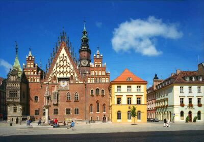Wroclaw, Poland - City Hall and Sukiennice St.